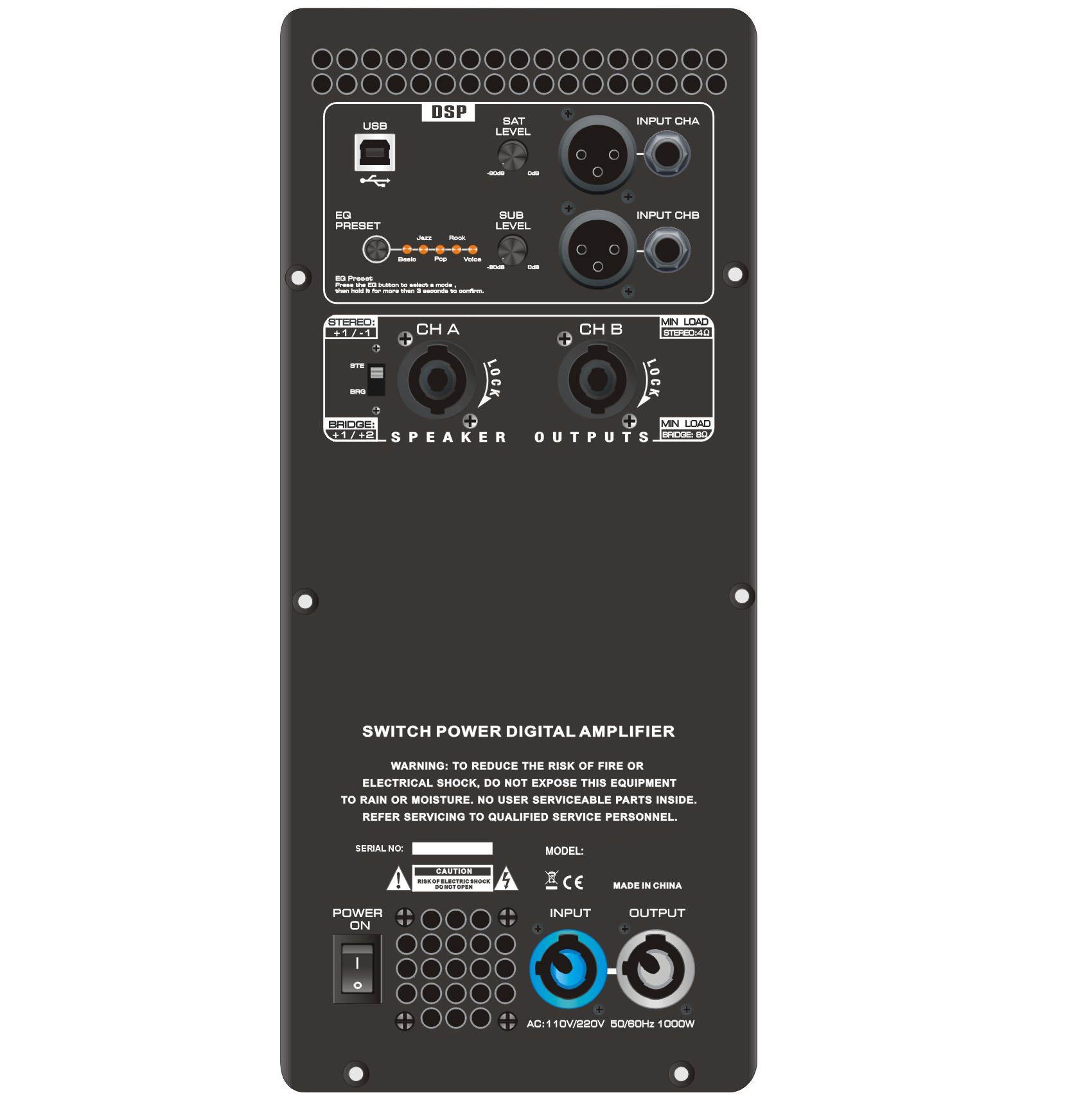 DSP3.6 3Channel Módulo amplificador